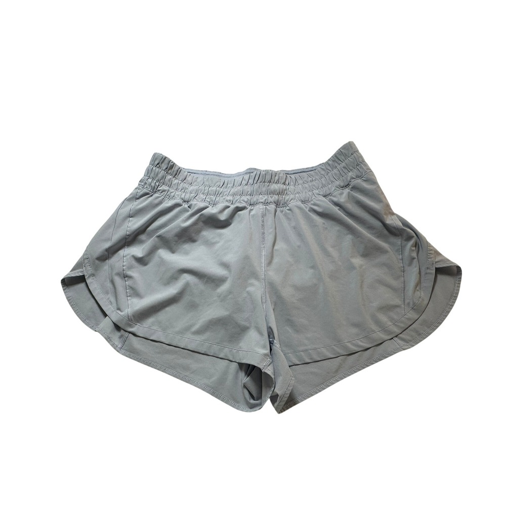 Lululemon Tracker Short V Women Size 14 Blue Linen Very Good 4" Inseam LW7BISS